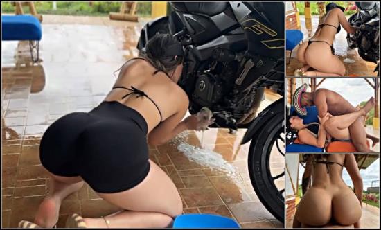 PornHub - The Client Gets Excited Watching Me Wash His Motorcycle In Little Shorts. Hard Sex And Cum In Mouth (FullHD/1080p/517 MB)